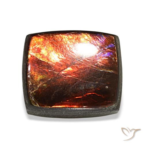 Ammolite naturale multicolore da 3,16 ct, baguette, opaco