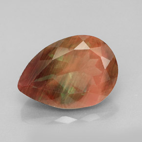Andesina Labradorite Verde Rosso naturale da 5.31 ct, Forma a pera, VVS