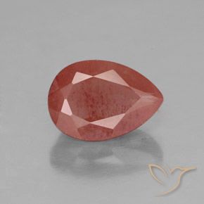 2.02ct Naturale Sangue rosso Andesina Labradorite, Forma a pera, Trasparente/Traslucido