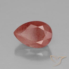 Andesina Labradorite Sangue rosso naturale da 2.02 ct, Forma a pera, Trasparente/Traslucido
