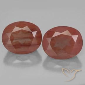 8.14ctw Naturale Rosso medio Andesina Labradorite, Ovale, Trasparente/Traslucido