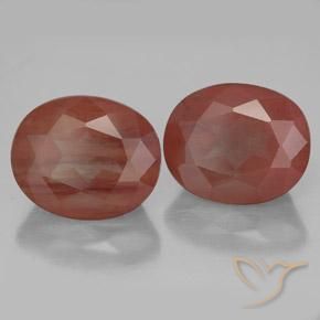 Gemme di Andesina Labradorite Rosso medio naturale da 8.14 ct, Ovale, Trasparente/Traslucido