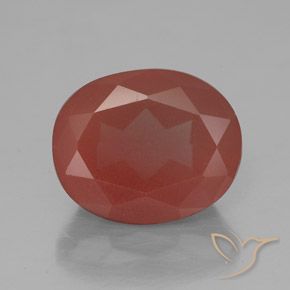 3.84ct Naturale Rosso medio Andesina Labradorite, Ovale, Trasparente/Traslucido
