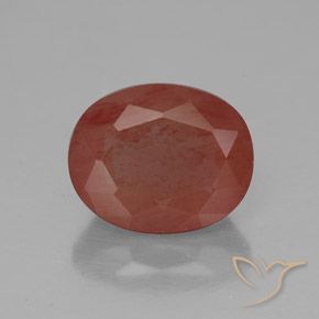 2.92ct Naturale Rosso arancione Andesina Labradorite, Ovale, Trasparente/Traslucido