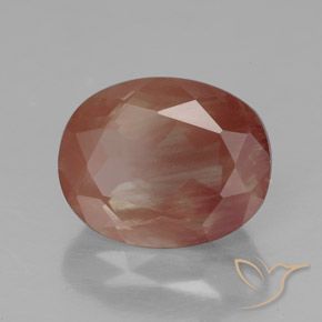 Andesina Labradorite Arancio rossastro pallido naturale da 2.94 ct, Ovale, Trasparente