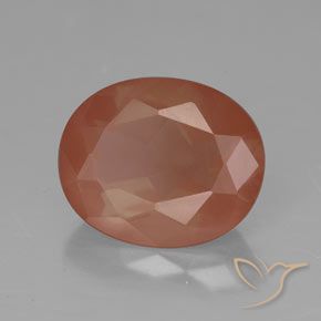 Andesina Labradorite Arancio rossastro pallido naturale da 3.40 ct, Ovale, Traslucido
