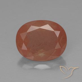 3.31ct Naturale Pompelmo Arancia Andesina Labradorite, Ovale, Traslucido
