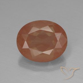 3.78ct Naturale Arancio Medio Andesina Labradorite, Ovale, Trasparente/Traslucido