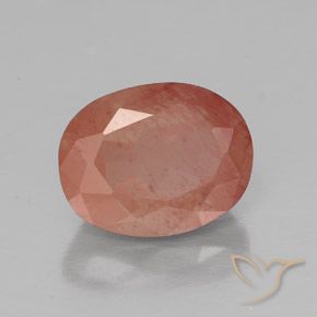 Andesina Labradorite Arancio rossastro pallido naturale da 2.06 ct, Ovale, Trasparente/Traslucido