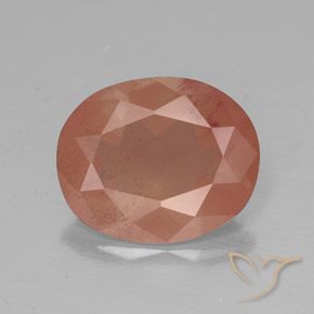 2.86ct Naturale Arancio rossastro pallido Andesina Labradorite, Ovale, Trasparente/Traslucido