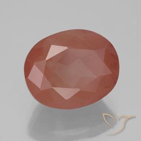Andesina Labradorite Arancio rossastro pallido naturale da 4.17 ct, Ovale, Trasparente/Traslucido