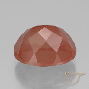 Andesina Labradorite Arancio rossastro pallido naturale da 4.17 ct, Ovale, Trasparente/Traslucido