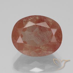 3.58ct Naturale Rosso medio Andesina Labradorite, Ovale, Trasparente/Traslucido