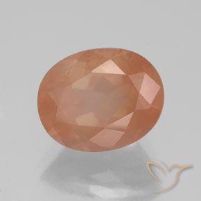 Andesina Labradorite Arancio rossastro chiaro naturale da 3.05 ct, Ovale, Trasparente/Traslucido