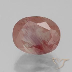 Andesina Labradorite Arancio rossastro pallido naturale da 3.06 ct, Ovale, Trasparente/Traslucido
