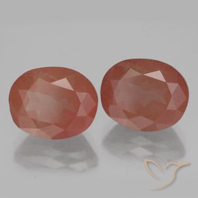 Gemme di Andesina Labradorite Arancio rossastro pallido naturale da 7.83 ct, Ovale, Trasparente