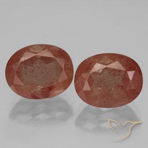 5.32ctw Naturale Rosso medio Andesina Labradorite, Ovale, Traslucido