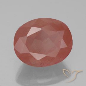 Andesina Labradorite Arancio rossastro pallido naturale da 3.85 ct, Ovale, Trasparente/Traslucido
