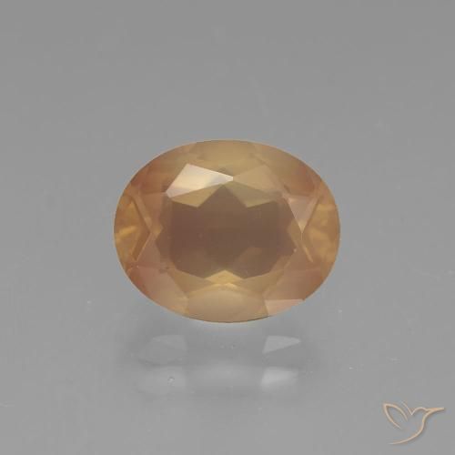 2.97ct Naturale Arancione-Oro Andesina Labradorite, Ovale, Trasparente