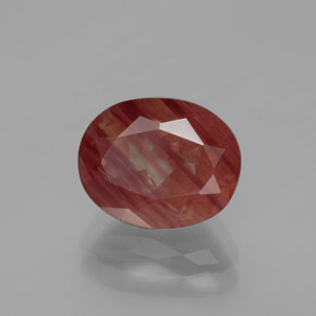 Andesina labradorite naturale rosso da 2,88 ct, taglio ovale, traslucido