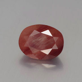 Andesina labradorite naturale rosso da 1,96 ct, taglio ovale, traslucido