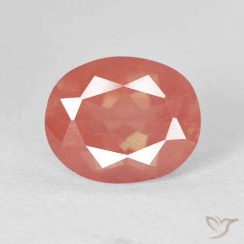 4.21ct Naturale Arancione rossastra Andesina Labradorite, Ovale, Trasparente