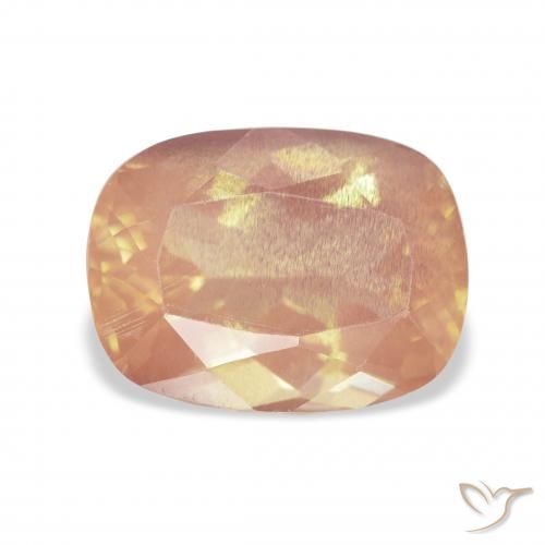 3.81ct Naturale Arancione chiaro Andesina Labradorite, Cuscino, Trasparente