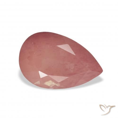 Andesina Labradorite rosa lampone naturale da 3.32 ct, Forma a pera, Trasparente