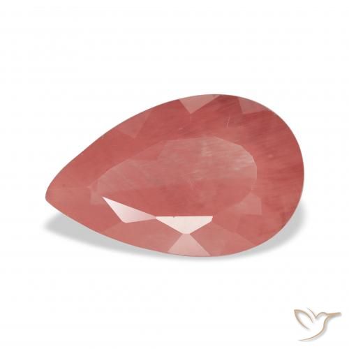 2.68ct Naturale Rosso medio Andesina Labradorite, Forma a pera, Traslucido