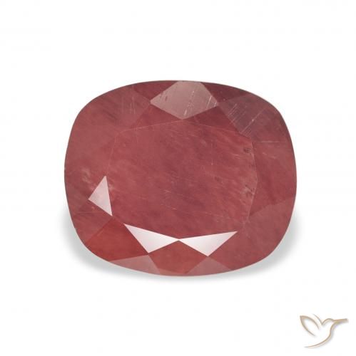 1.65ct Naturale Rosso medio Andesina Labradorite, Cuscino, Traslucido