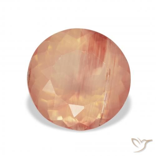 3.65ct Naturale Arancione chiaro Andesina Labradorite, Rotondo, Trasparente