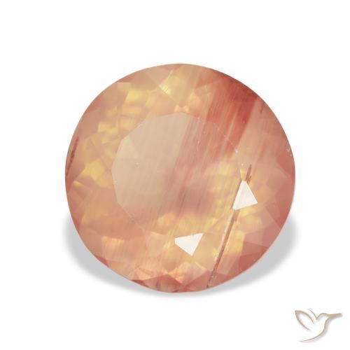 Andesina Labradorite Arancione chiaro naturale da 3.65 ct, Rotondo, Trasparente