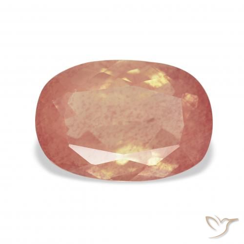 3.91ct Naturale Rosa arancione Andesina Labradorite, Cuscino, Trasparente