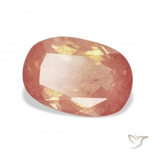 Andesina Labradorite Rosa arancione naturale da 3.91 ct, Cuscino, Trasparente