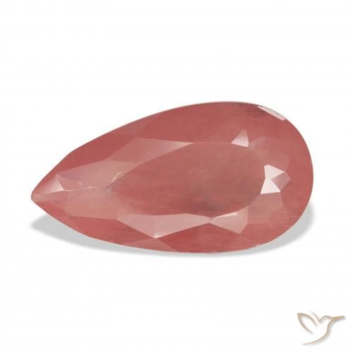 7.29ct Naturale Rosso medio Andesina Labradorite, Forma a pera, Trasparente