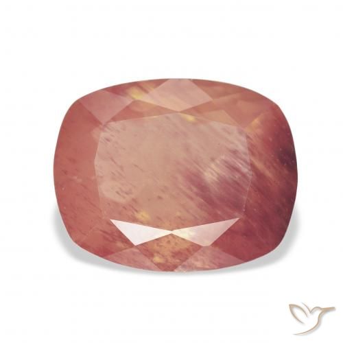 5.94ct Naturale Rosa arancione Andesina Labradorite, Cuscino, Trasparente