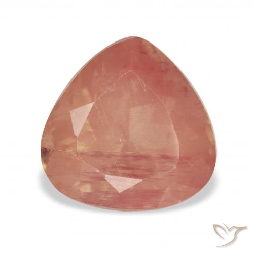 3.16ct Naturale Rosso medio Andesina Labradorite, Forma a pera, Trasparente
