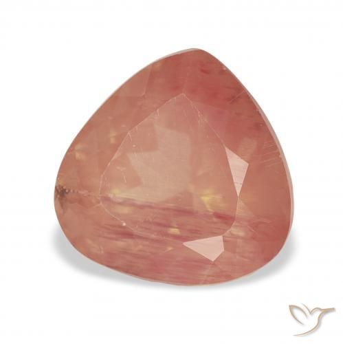 Andesina Labradorite Rosso medio naturale da 3.16 ct, Forma a pera, Trasparente
