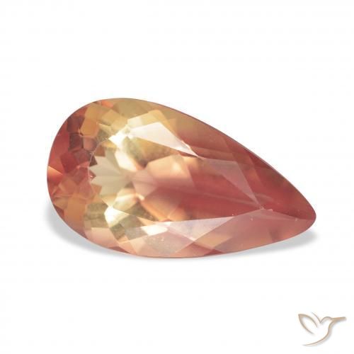 Andesina Labradorite Arancio scuro rossastro naturale da 3.31 ct, Forma a pera, Trasparente