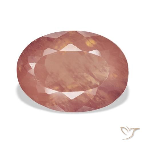 9.50ct Naturale Arancio rossastro pallido Andesina Labradorite, Ovale, Trasparente