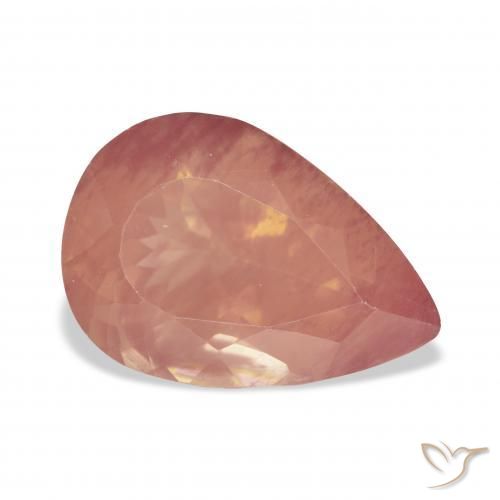 Andesina Labradorite Arancio rossastro pallido naturale da 5.35 ct, Forma a pera, Trasparente