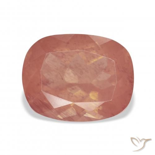 6.47ct Naturale Arancio rossastro pallido Andesina Labradorite, Cuscino, Trasparente