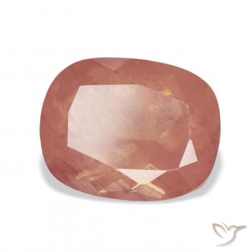 Andesina Labradorite Arancio rossastro pallido naturale da 6.47 ct, Cuscino, Trasparente