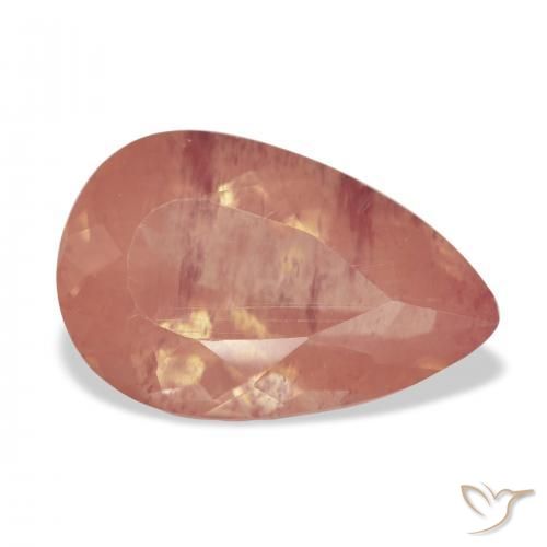Andesina Labradorite Arancio rossastro pallido naturale da 5.02 ct, Forma a pera, Trasparente