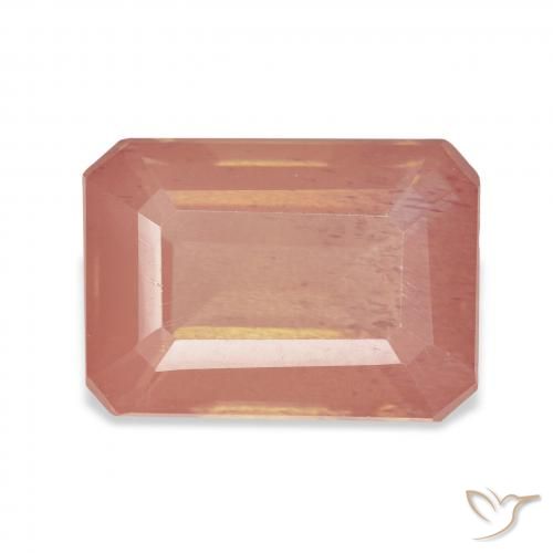 7.64ct Naturale Arancio rossastro pallido Andesina Labradorite, Taglio smeraldo, Trasparente