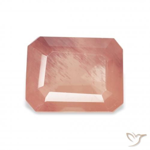 3.27ct Naturale Pompelmo Rosa Andesina Labradorite, Taglio smeraldo, Trasparente
