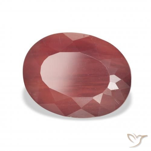 Andesina Labradorite Rosso scuro naturale da 4.31 ct, Ovale, Traslucido