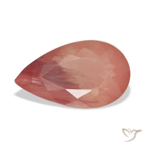 6.34ct Arancio rossastro pallido Andesina Labradorite, Forma a pera, Trasparente