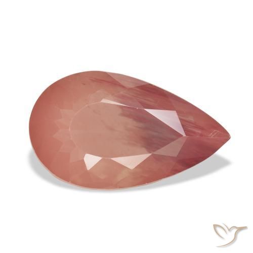 Andesina Labradorite Arancio rossastro pallido naturale da 6.34 ct, Forma a pera, Trasparente
