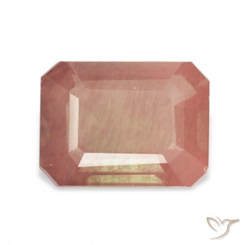 3.85ct Arancio rossastro pallido Andesina Labradorite, Taglio smeraldo, Trasparente